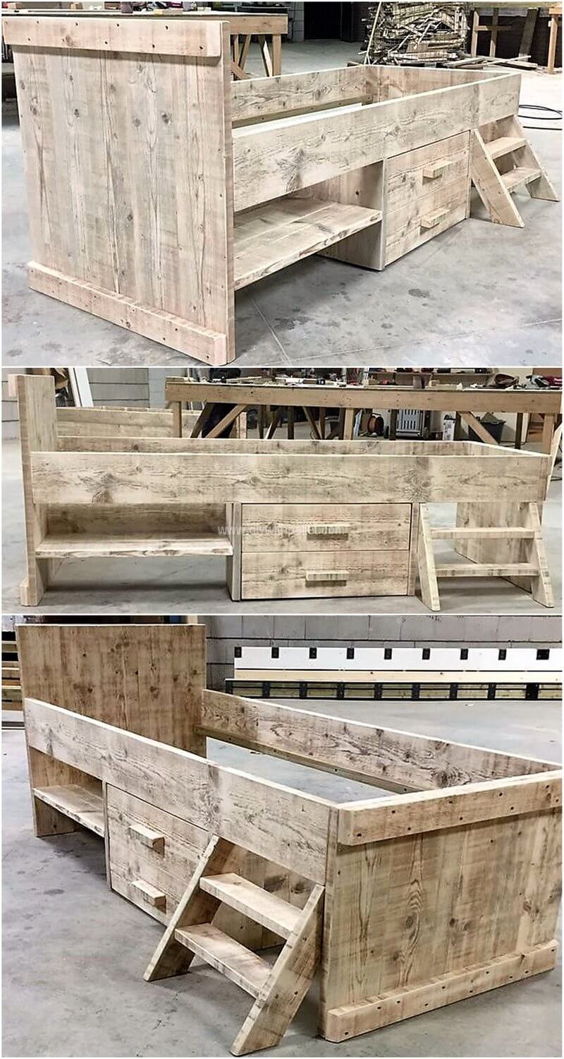bed with recycled pallets
