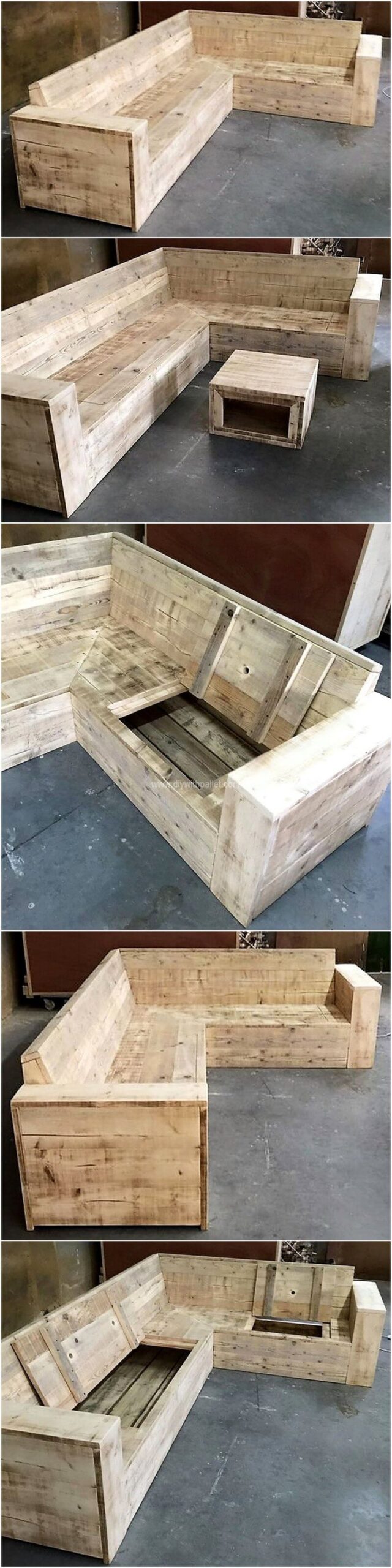 pallet corner couch with storage