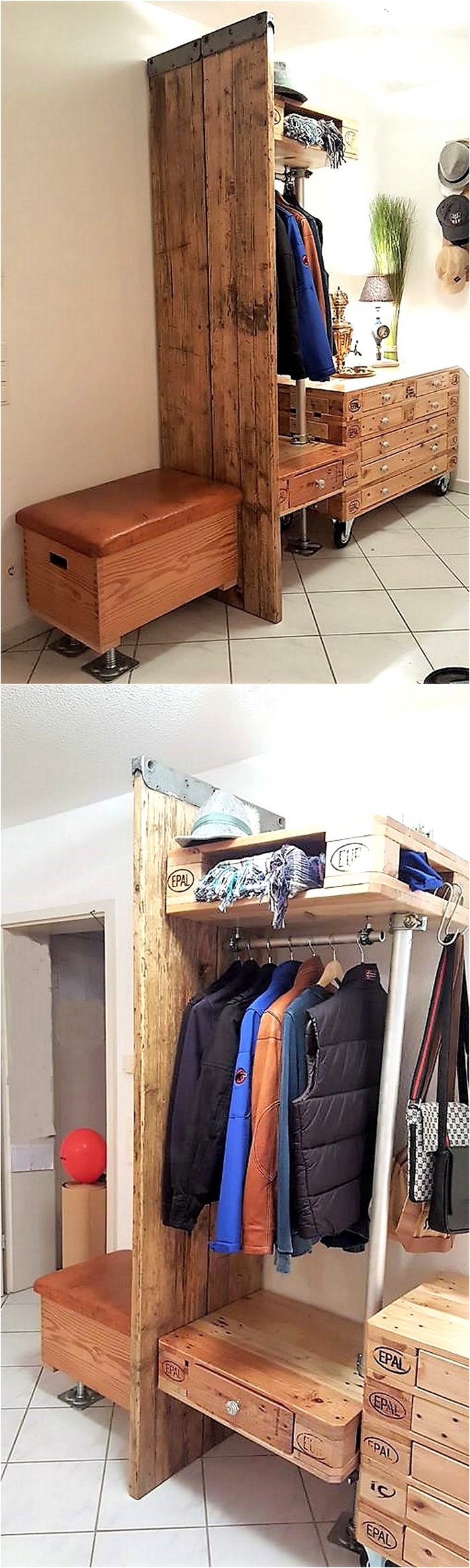 1 pallet wardrobe idea