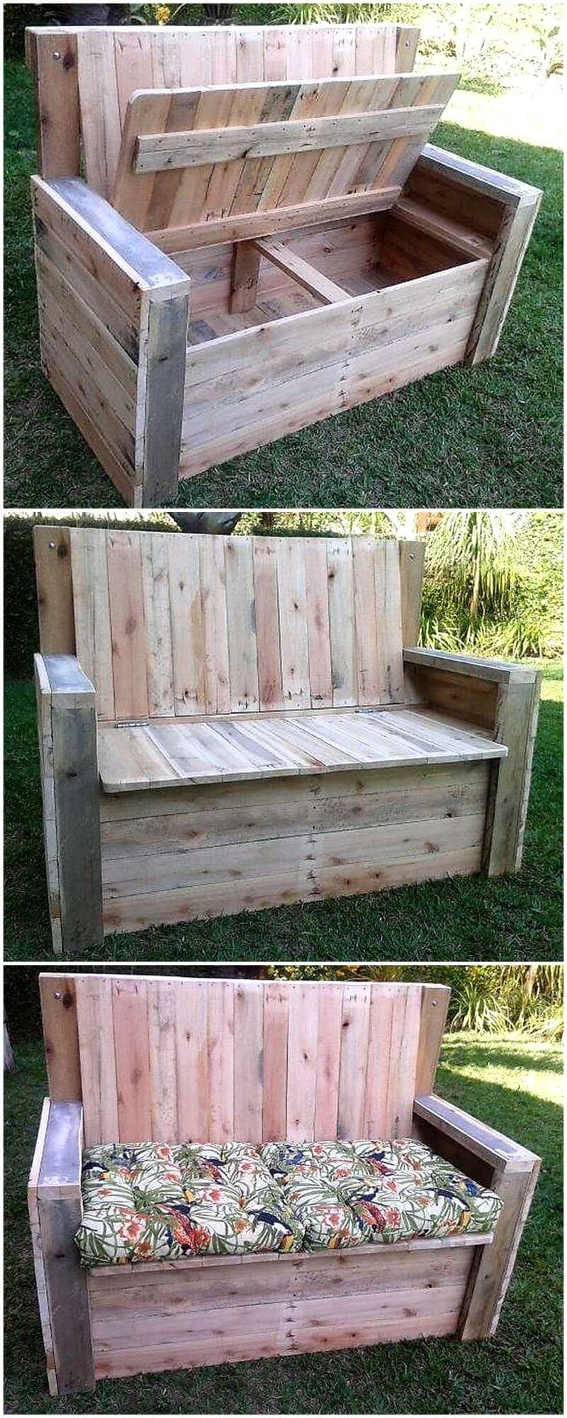 wood pallet chest bench