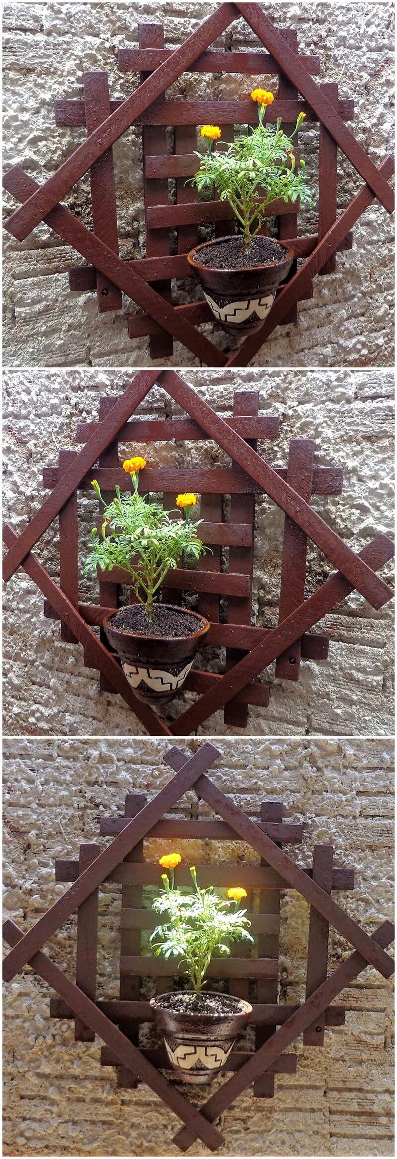 wood pallet wall pots stand art