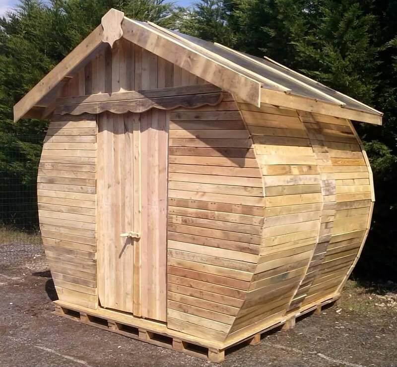 wood pallet made patio cabin