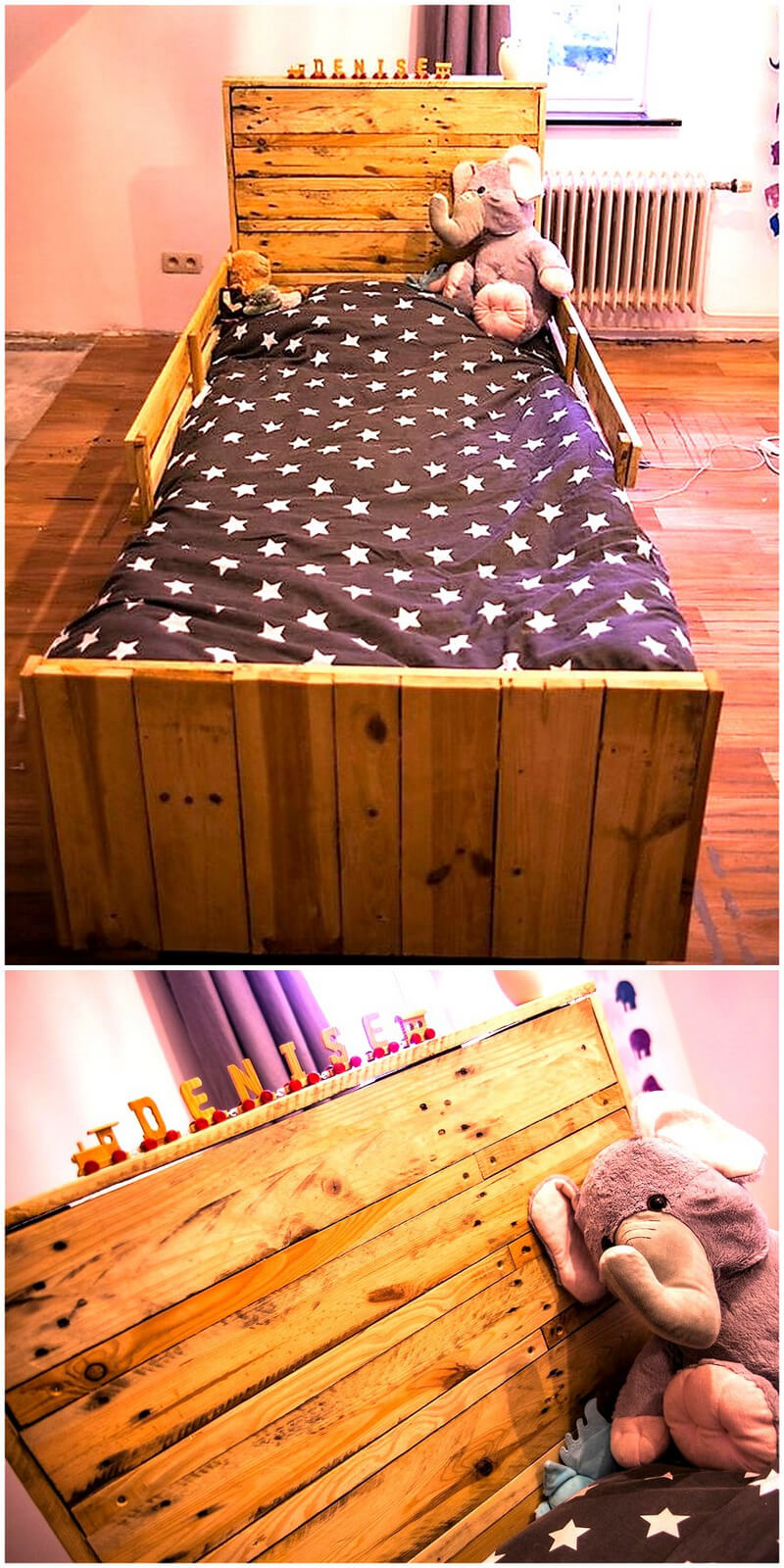 wooden pallet kids bed plan