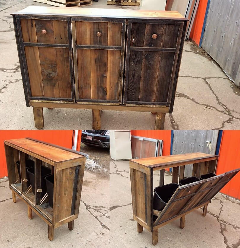 Pallets Tilt Out Trash Bin