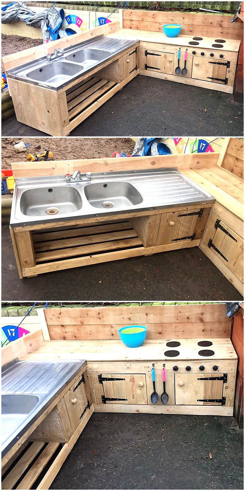 pallets patio kitchen and sink