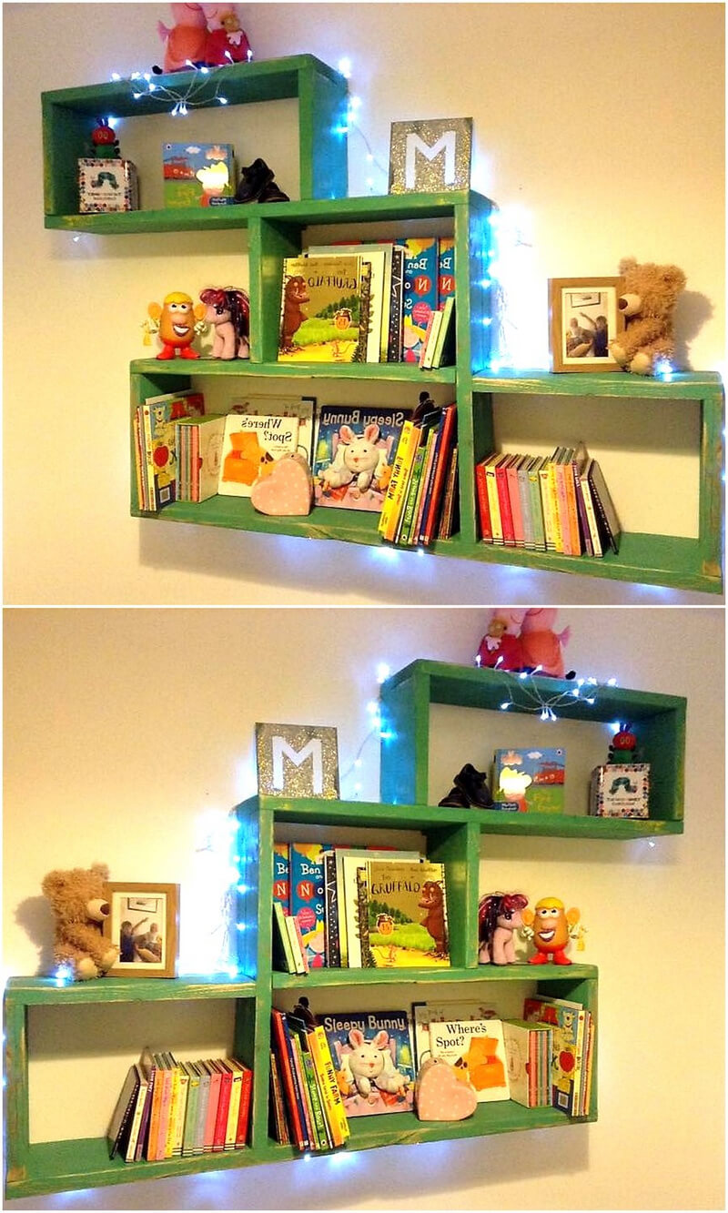 recycled pallet shelves