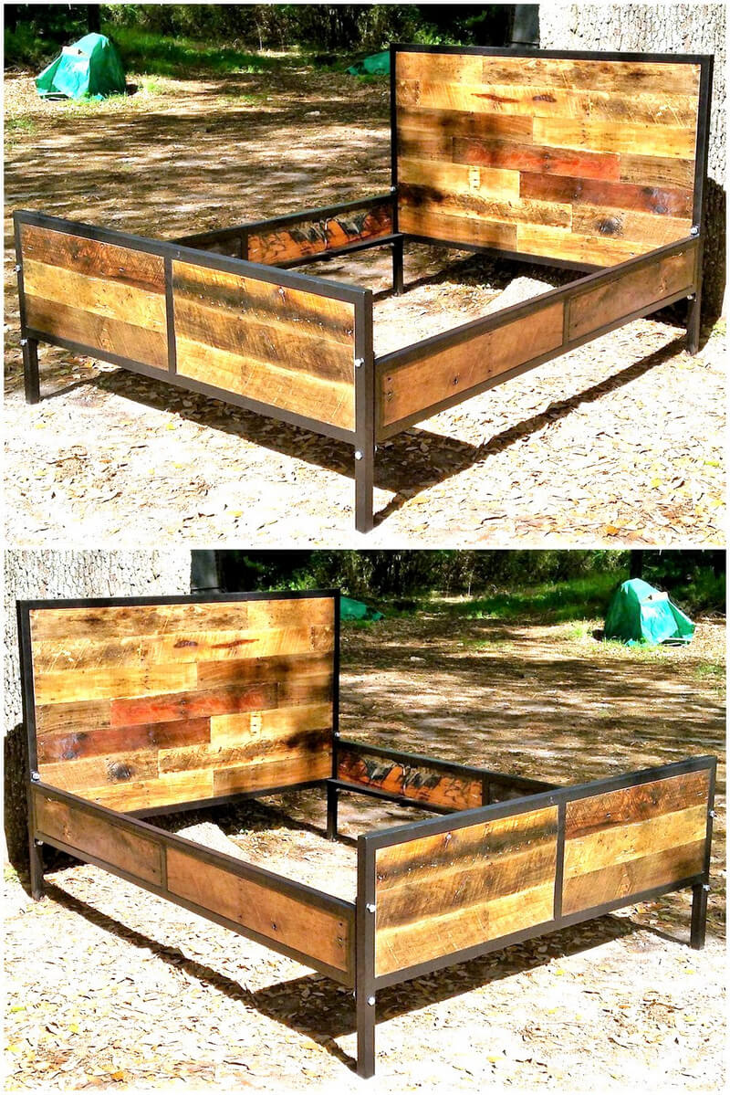 reclaimed pallets bed frame