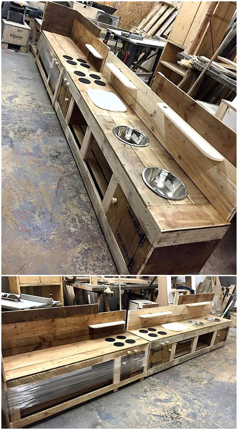 repurposed wooden pallet kitchen cabinet