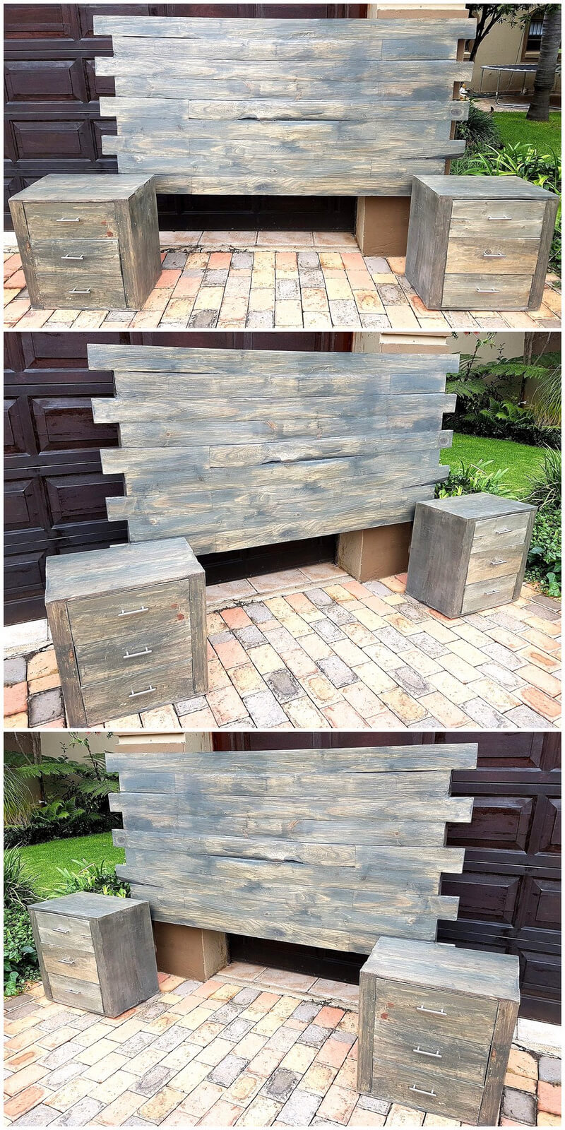 pallets headboard with side tables