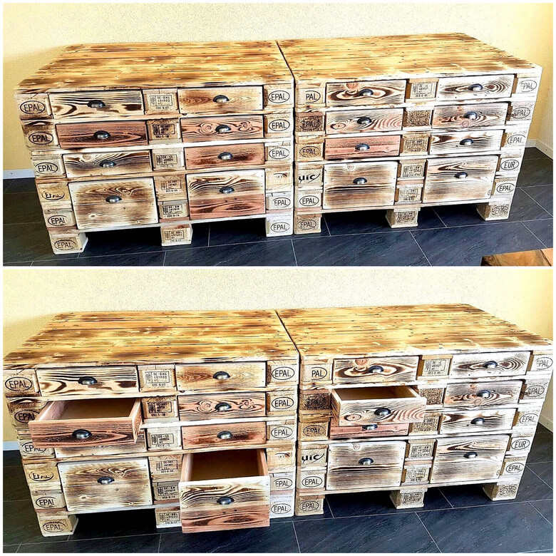 recycled pallets chest of drawers