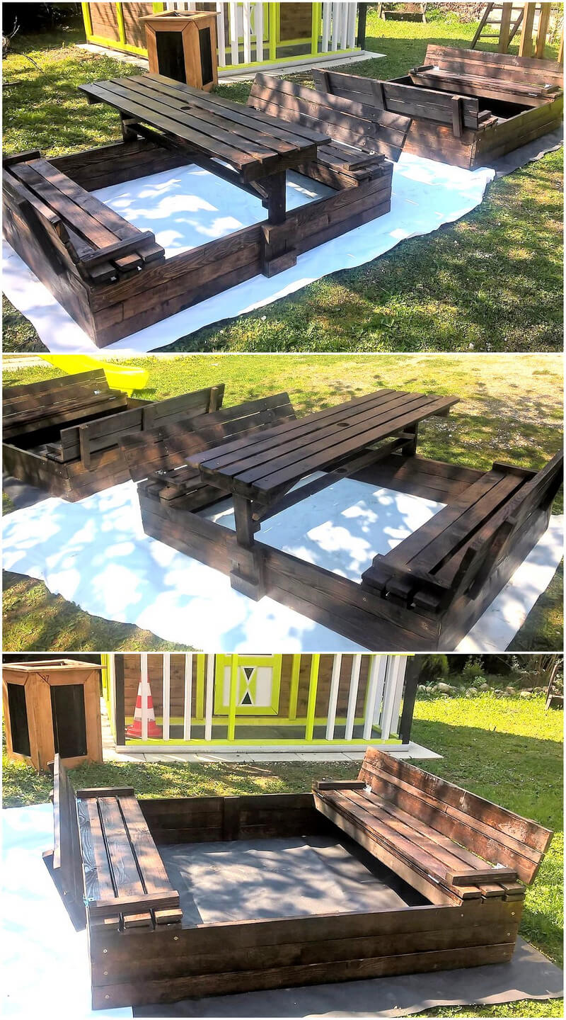 pallet wooden kids play sandox idea