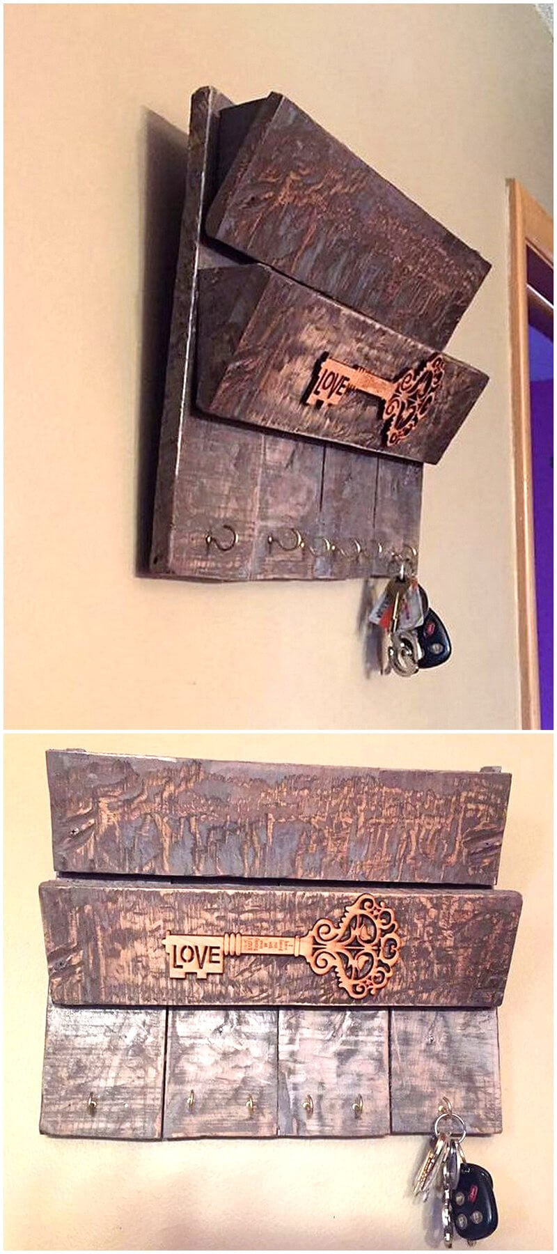 pallet rustic shelf and key holder