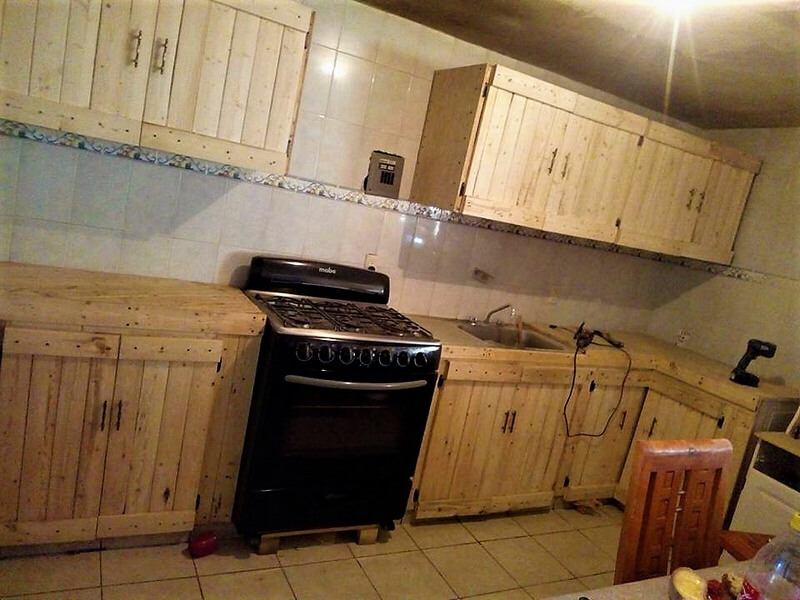 recycled wood pallet kitchen cabinets