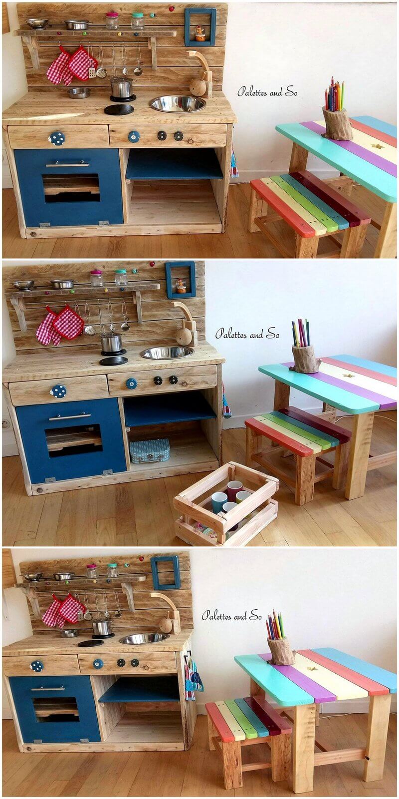 pallet mud kitchen and study furniture