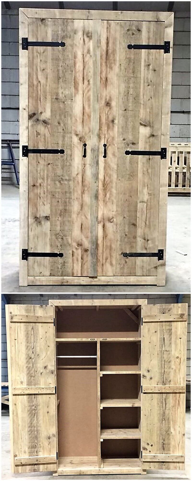 reccyled wooden pallet closet