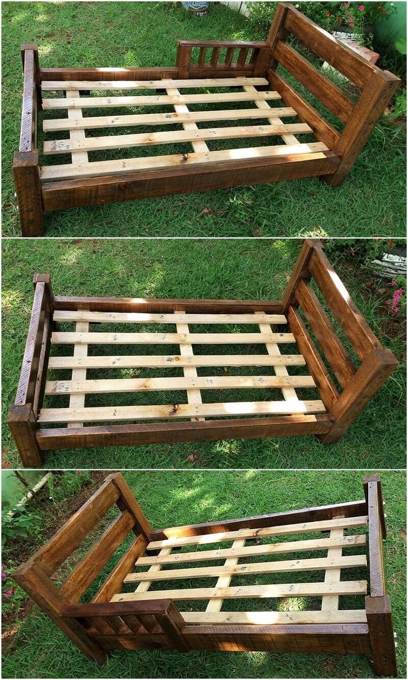 repurposed pallets wooden bed frame