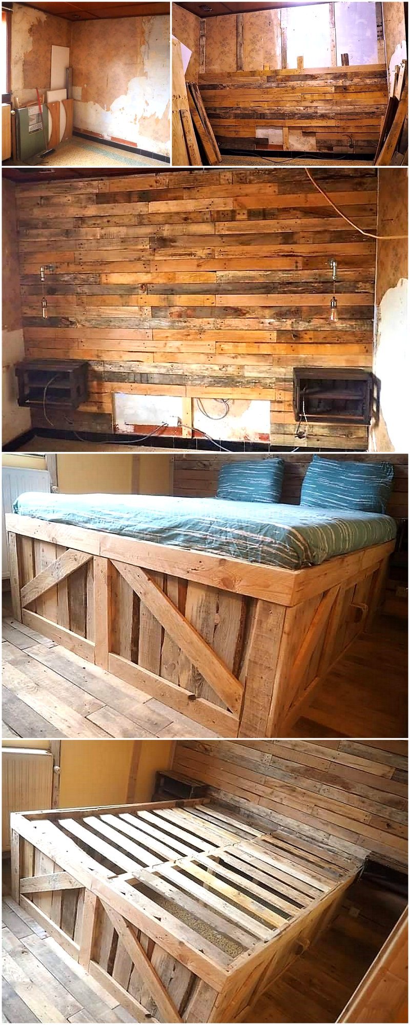 DIY pallet powered bedroom