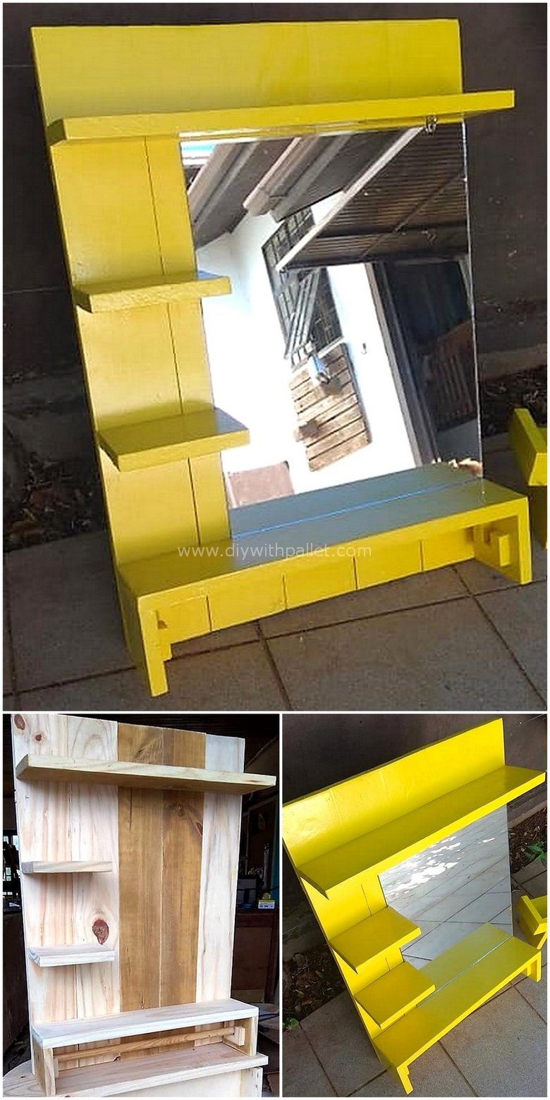 pallet miror with shelf idea