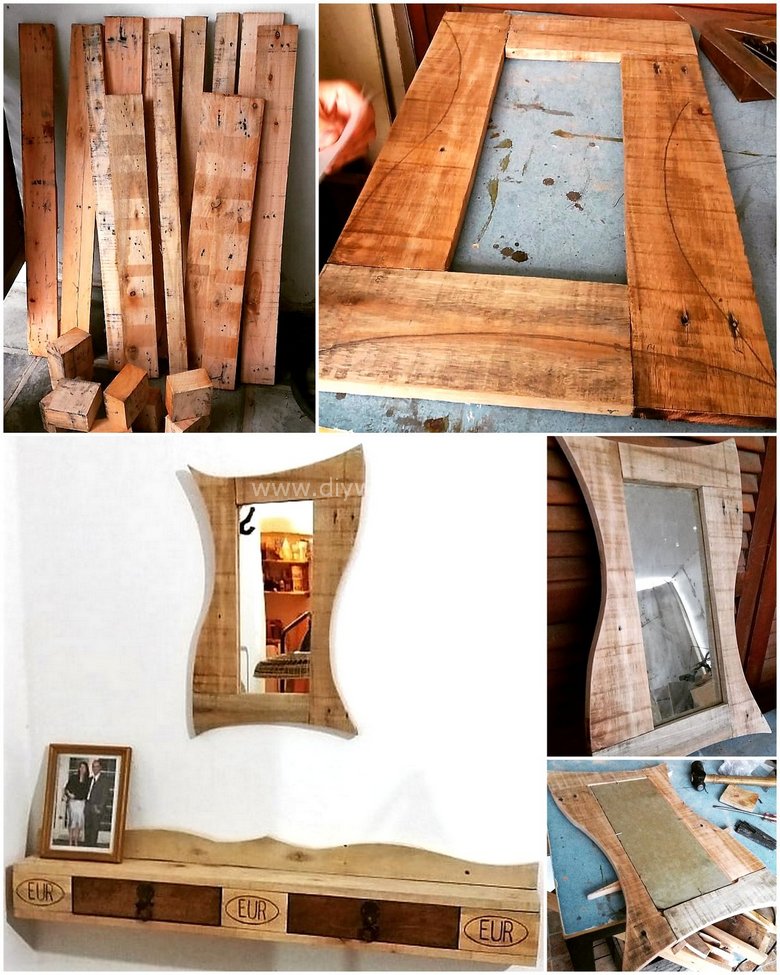 DIY pallet mirror with shelf