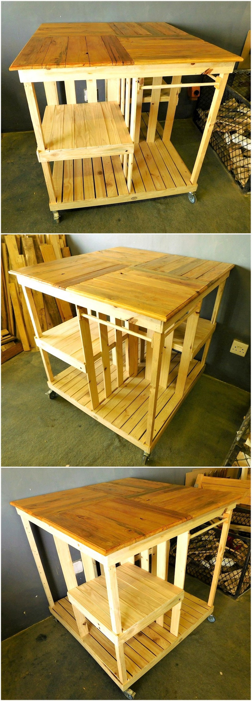 reused pallet wooden kitchen island
