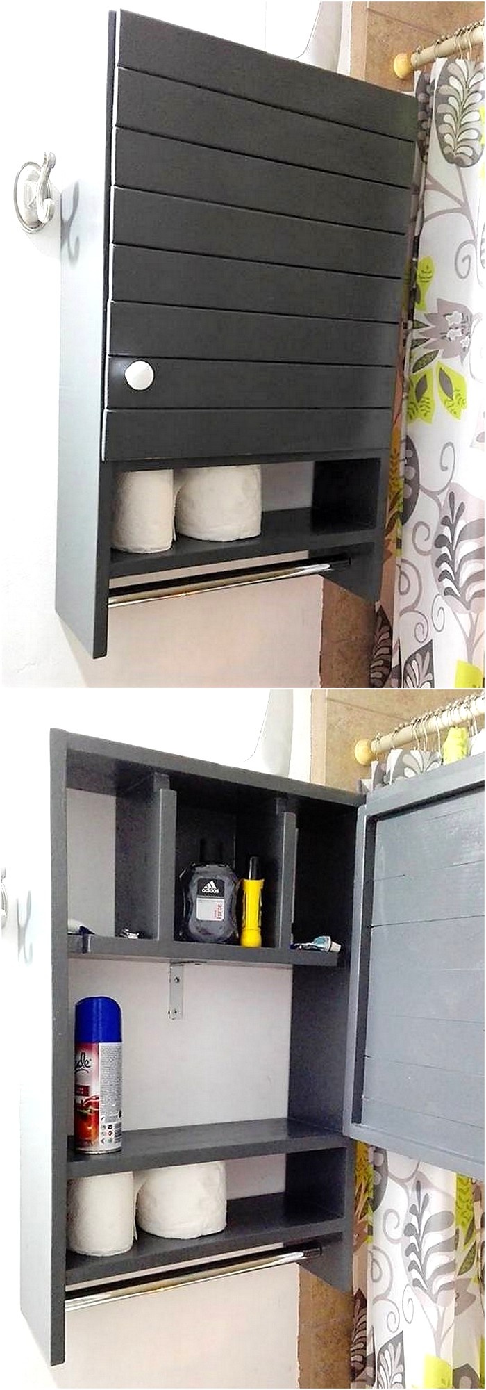 pallets storabe cabinet in washroom