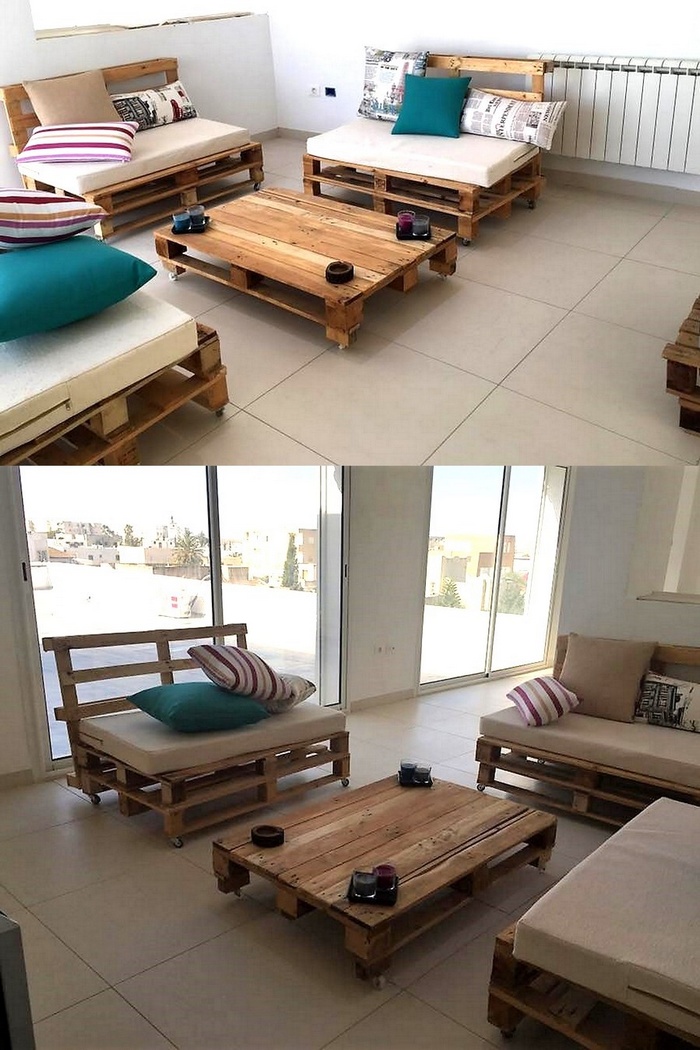 reused pallet furniture set