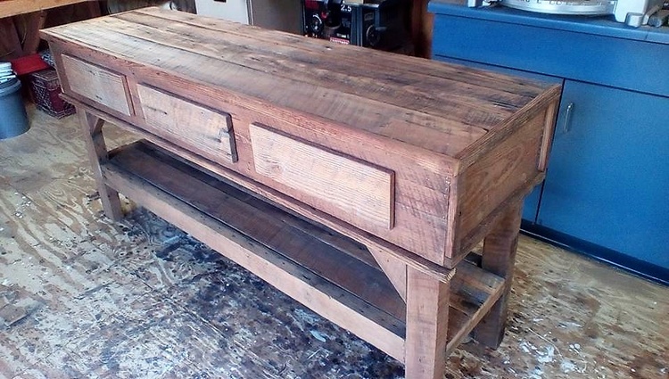 pallet media cabinet with drawers