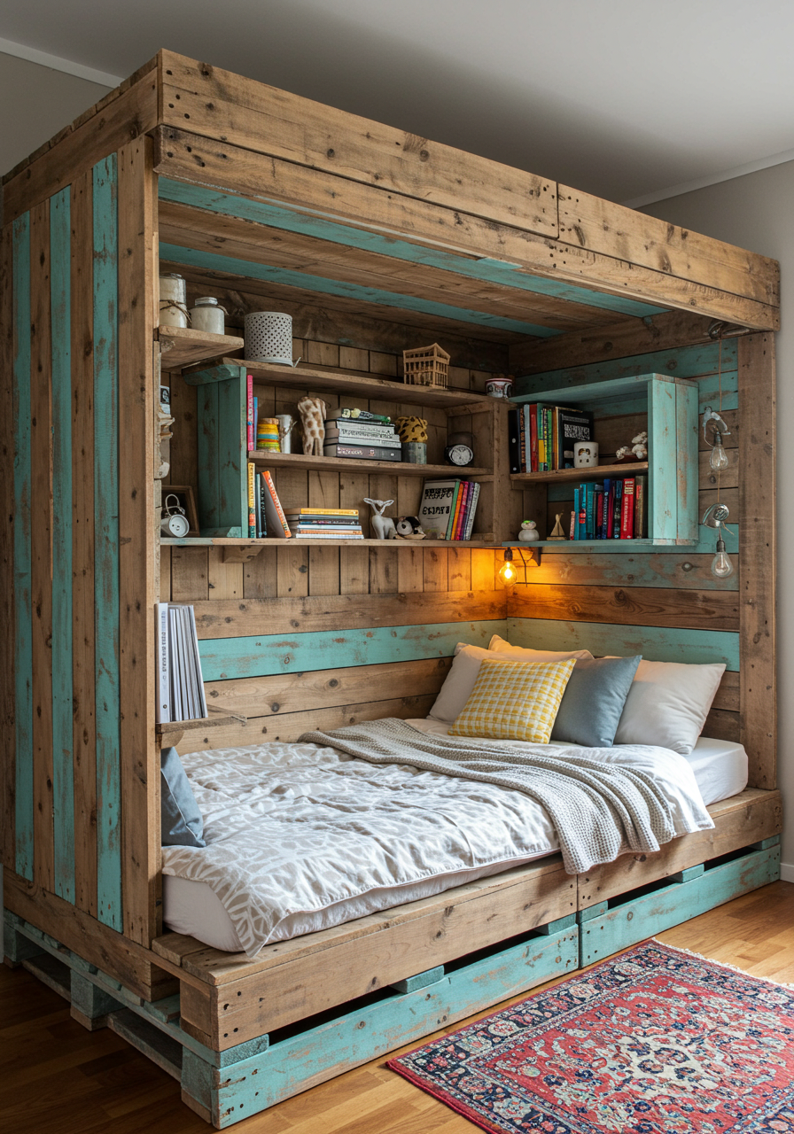 wood pallet made reading nooks (7)