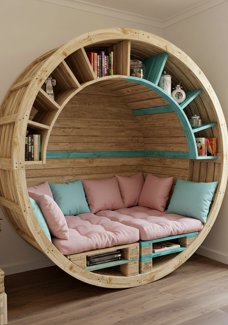 wood pallet made reading nooks (12)