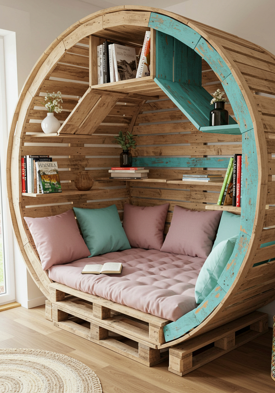wood pallet made reading nooks (13)
