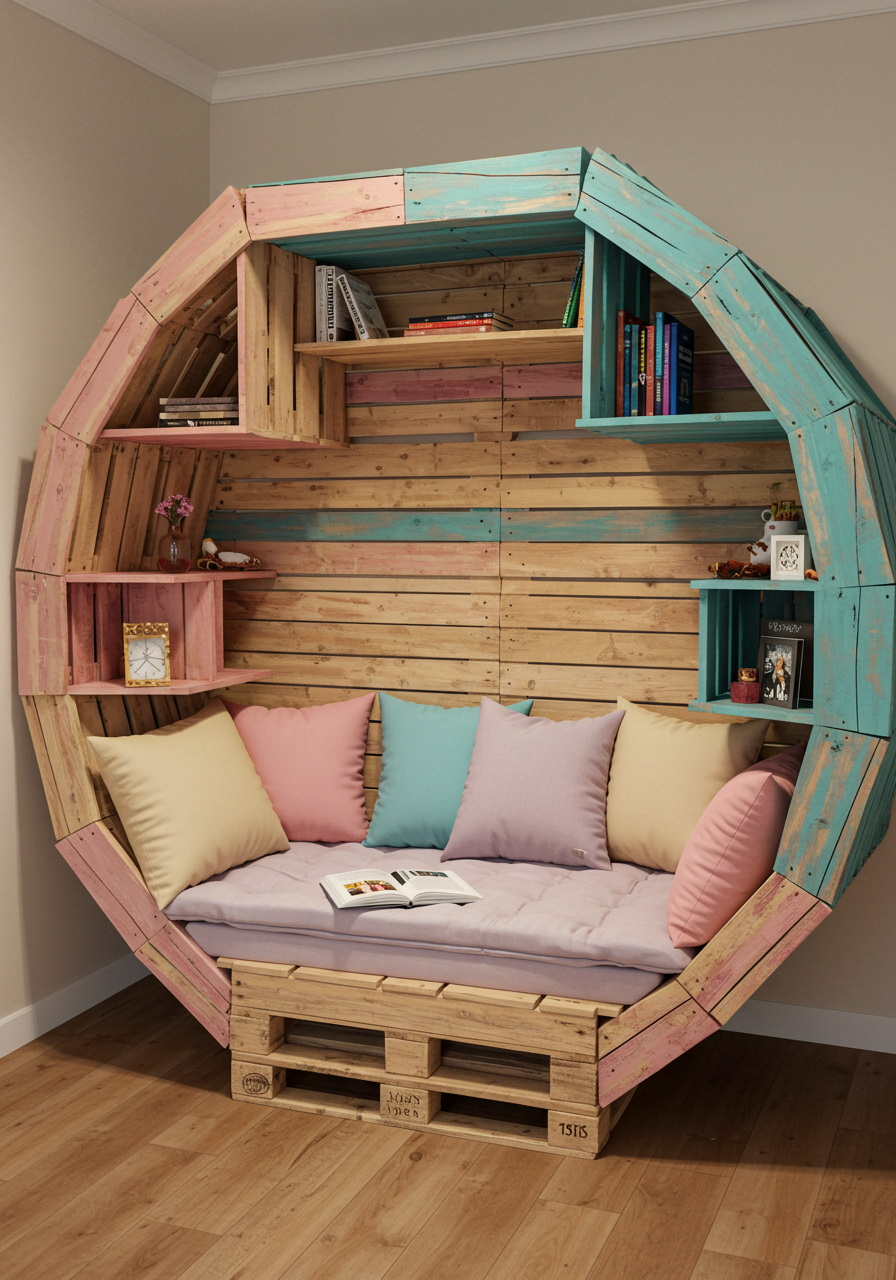 wood pallet made reading nooks (14)