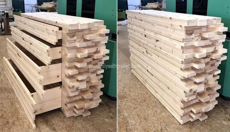 repurposed pallet entrance table with drawers