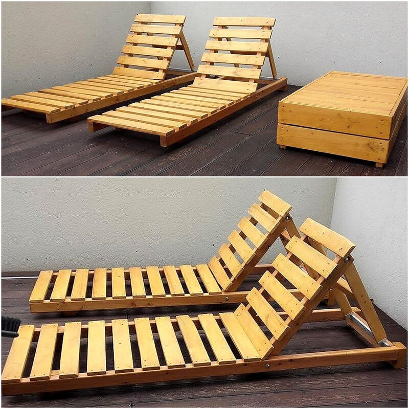 pallets made sun loungers