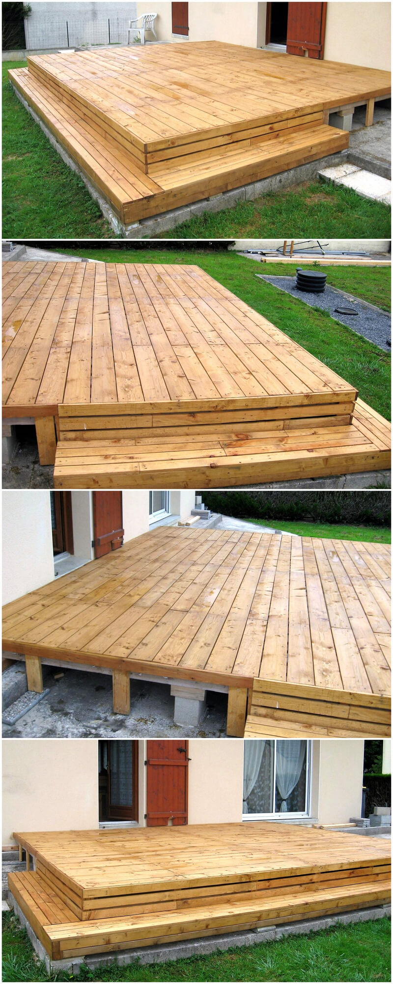 repurposed pallets wood outdoor terrace