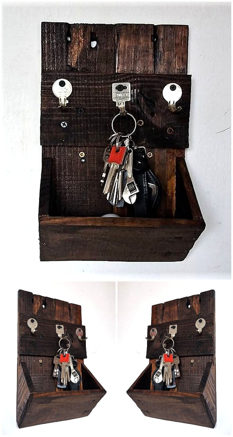 pallets made rustic key hanging shelf