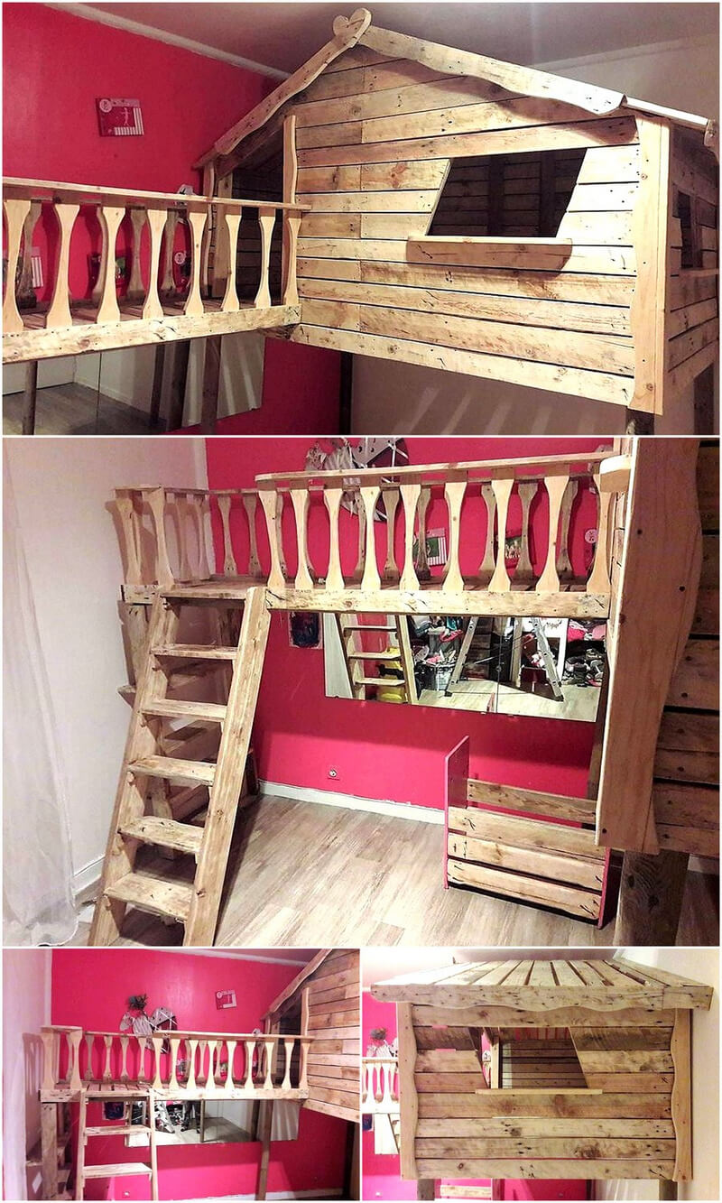 wood pallets kids indoor playhouse idea