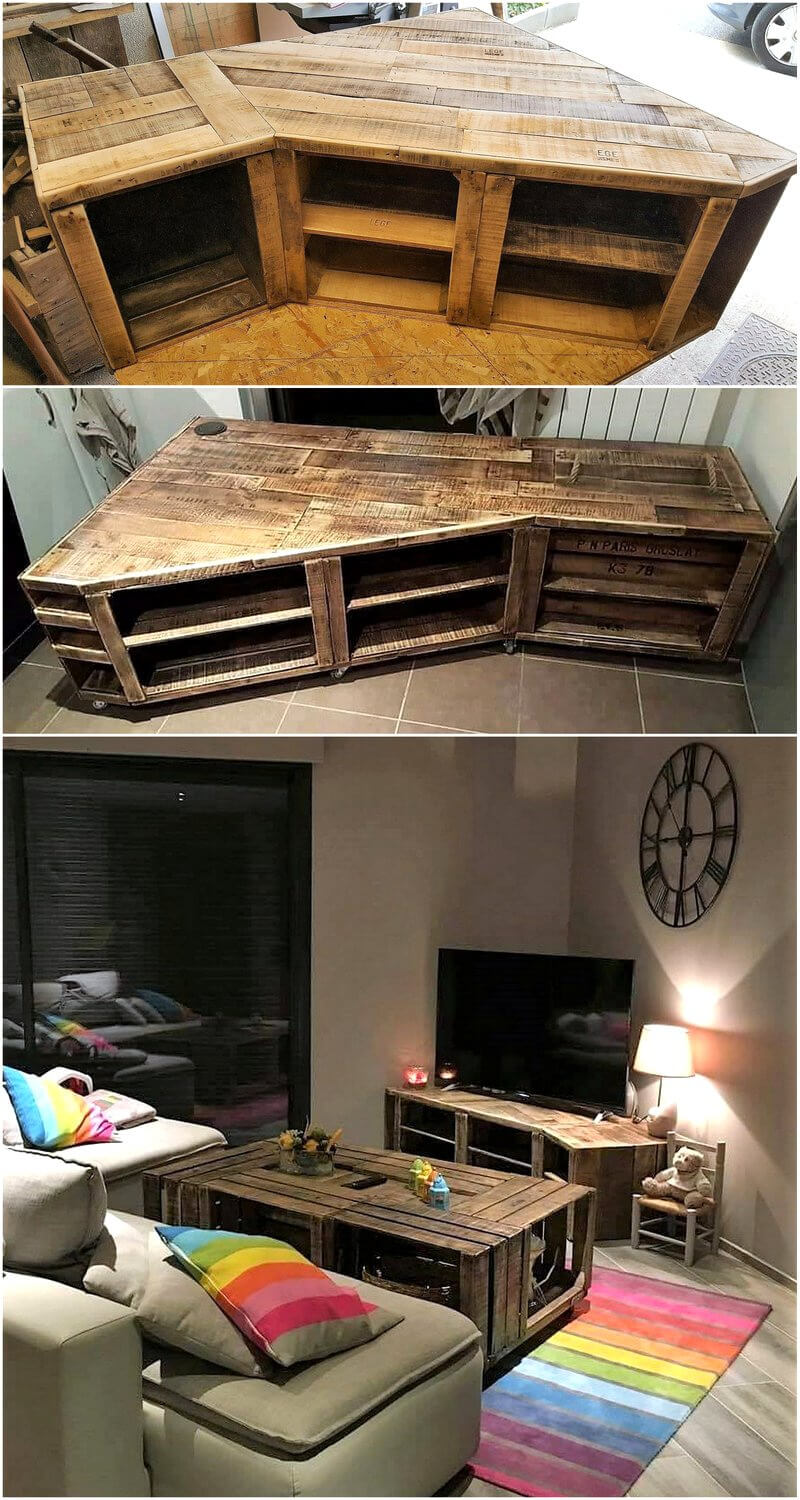 wood pallet corner cabinet