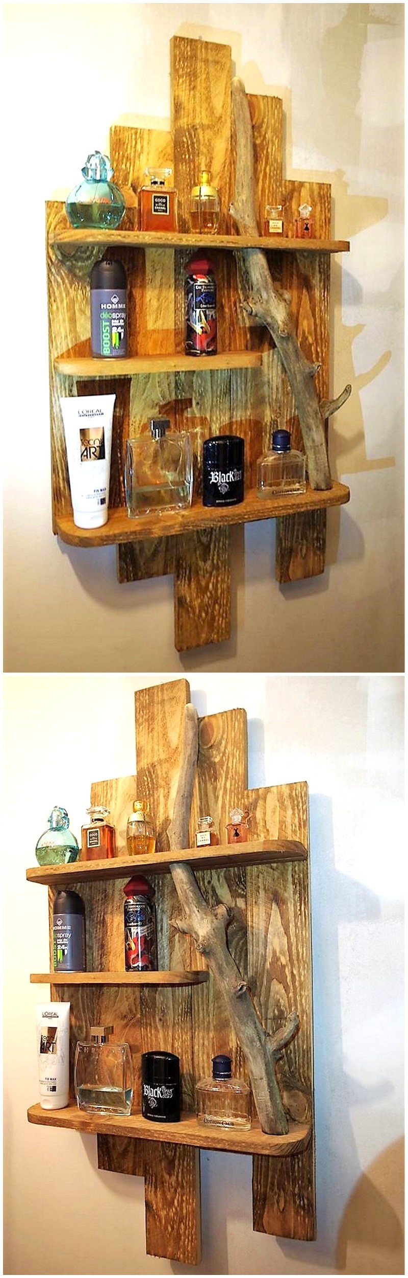 reclaimed pallet shelf art