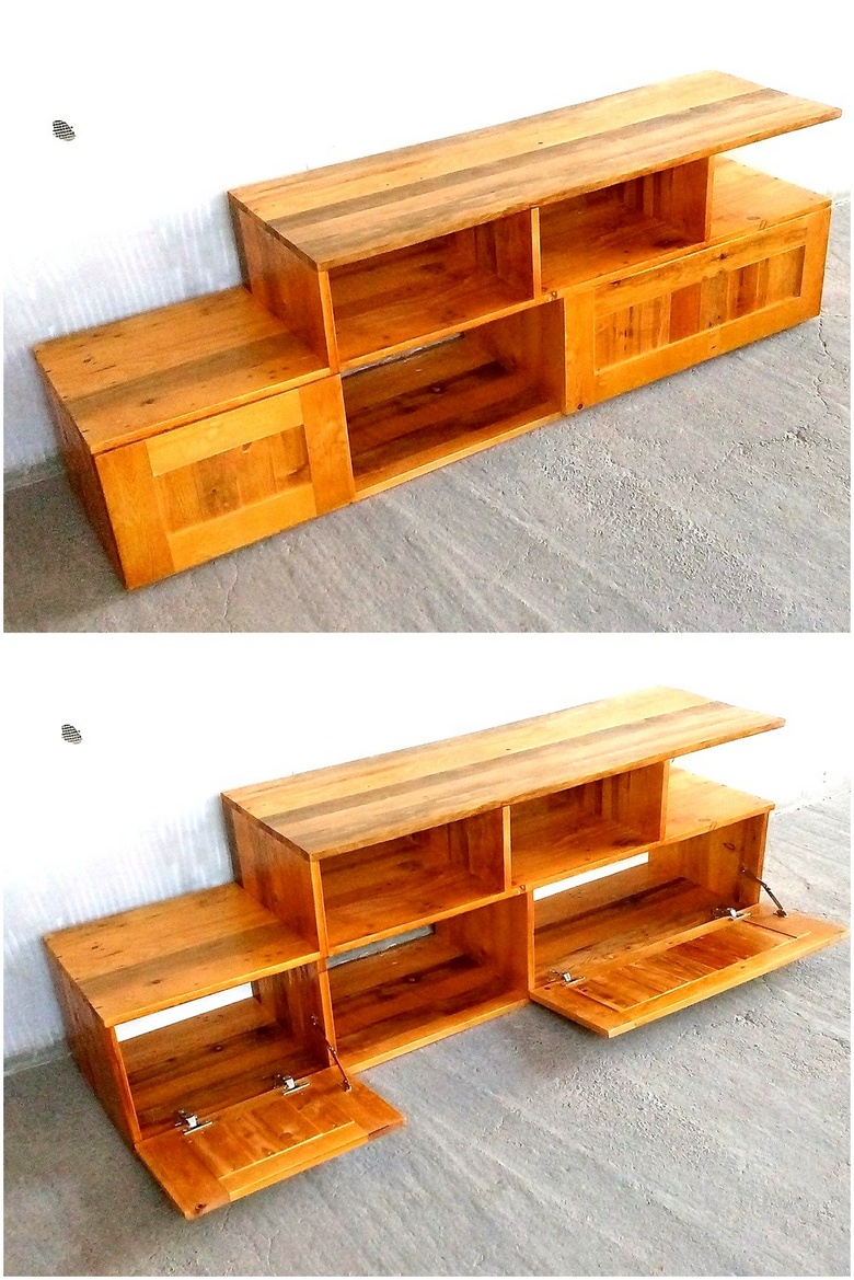 wood pallets media console plan