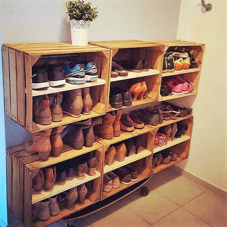 fruit crates shoe rack