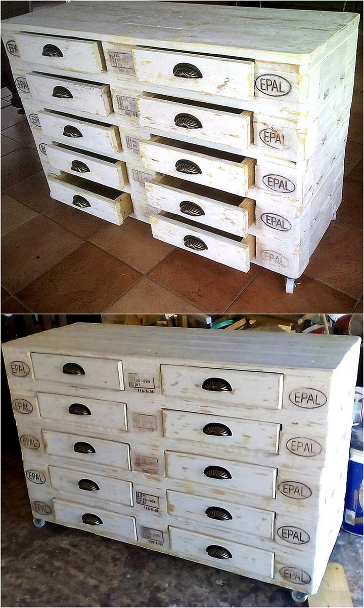 wood pallet chest of drawers