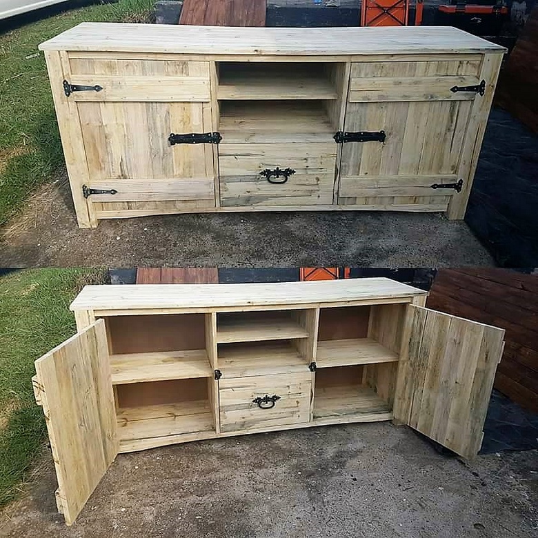 wooden pallet rustic media cabinet