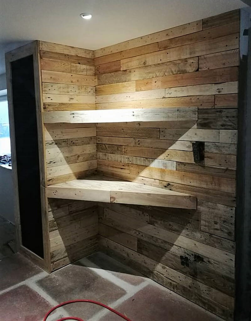 wood pallets wall shelving art
