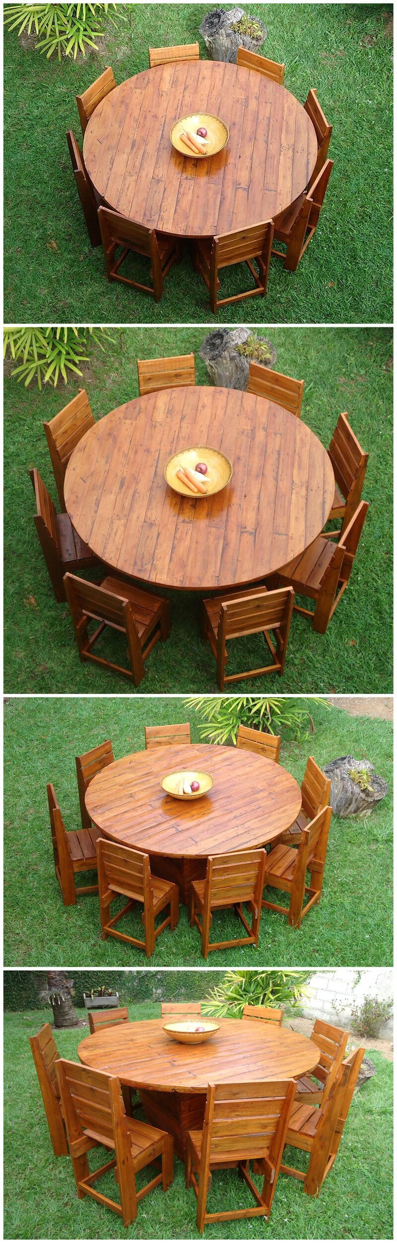 wooden pallets garden round dining set