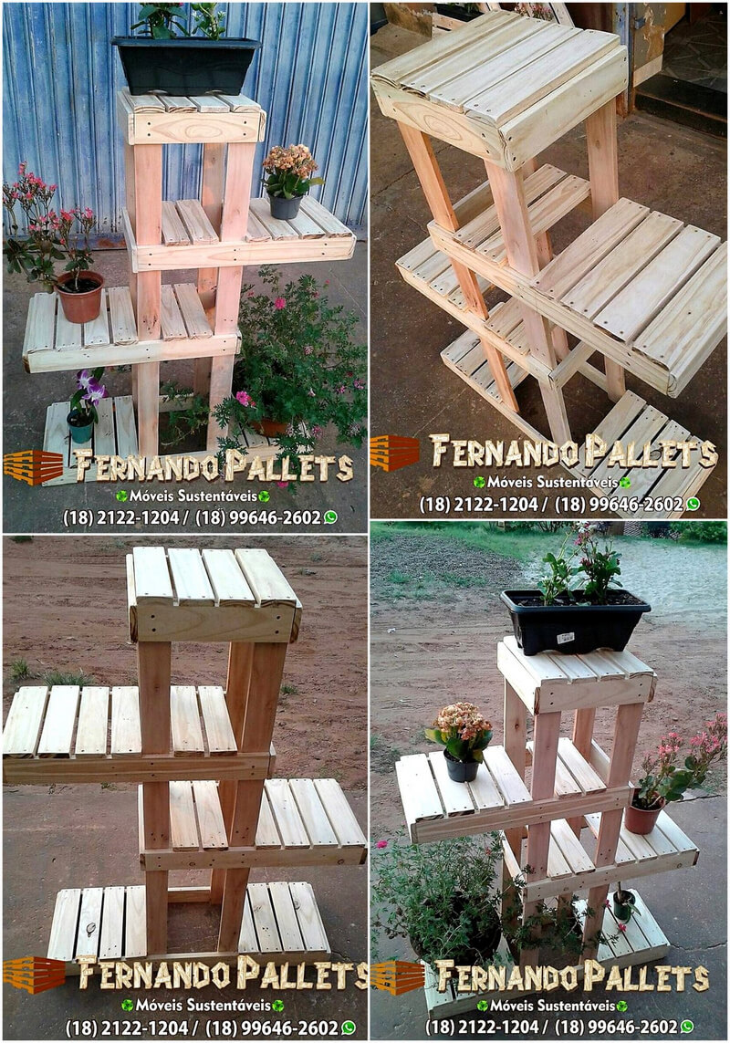 pallets made pots stand art craft
