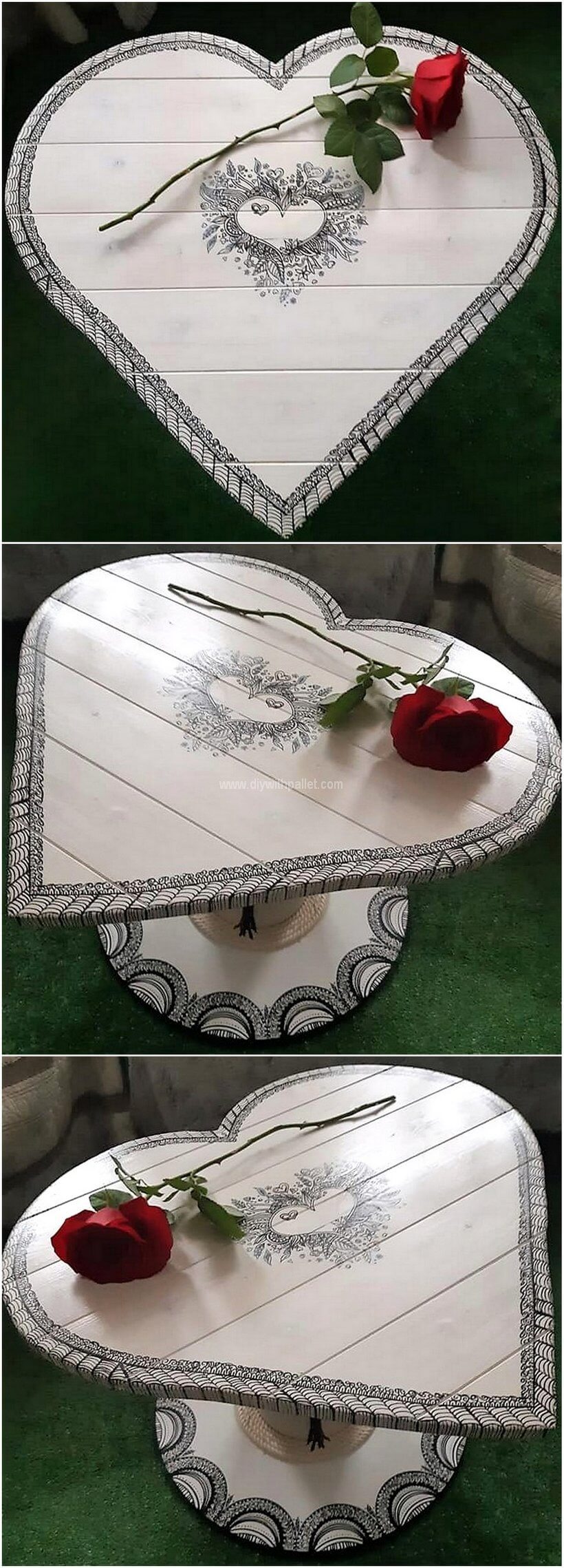 pallet heart shape table