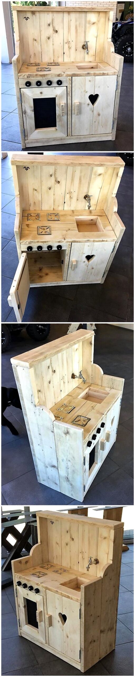 kids play mud kitchen with pallets