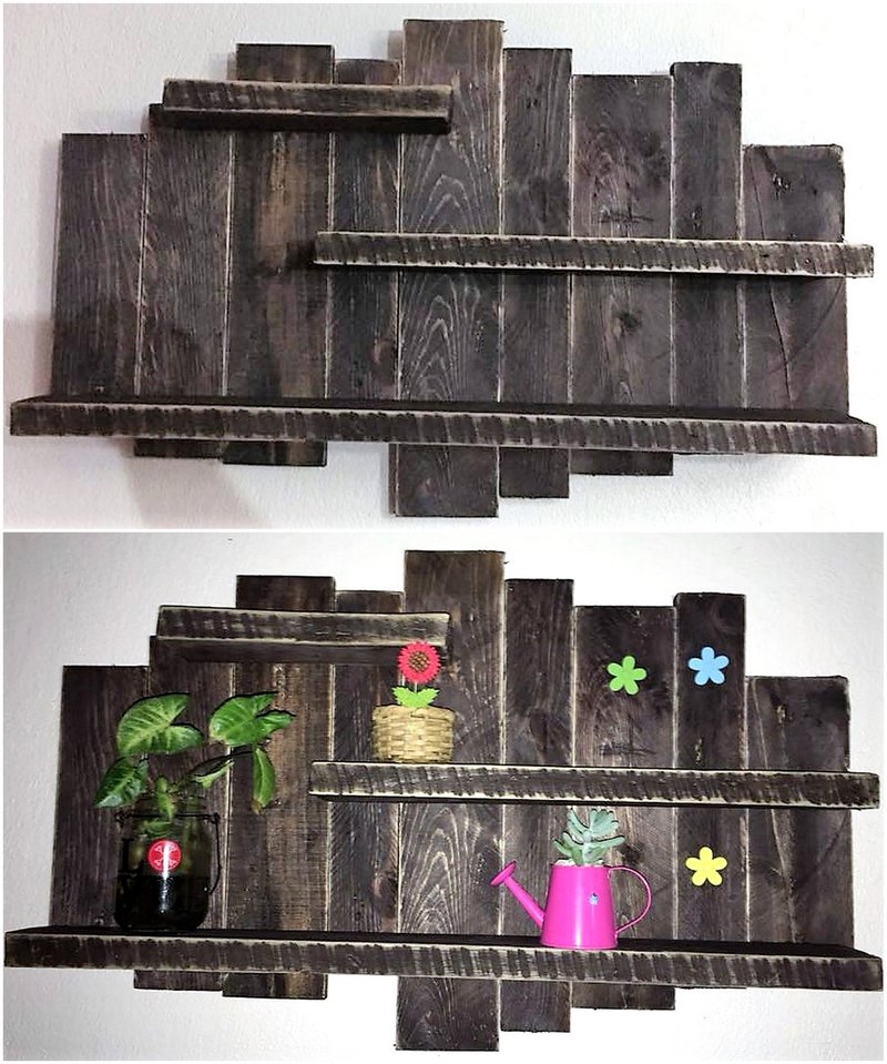 wood pallet wall shelf art