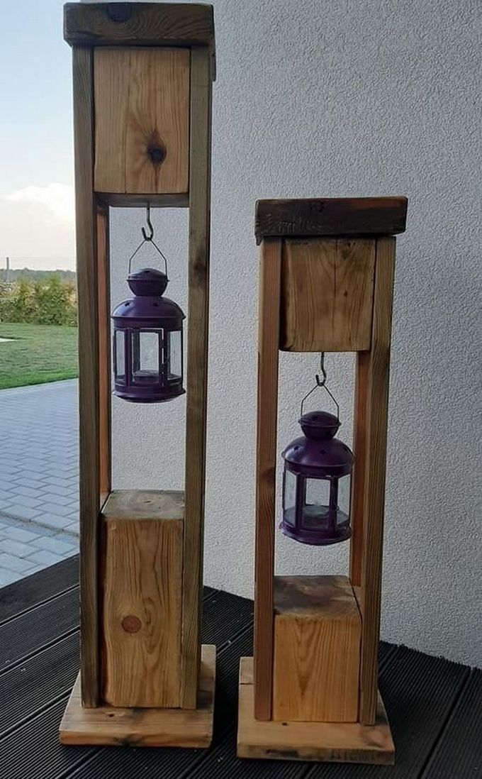 DIY pallet stands with lantern ideas (2)