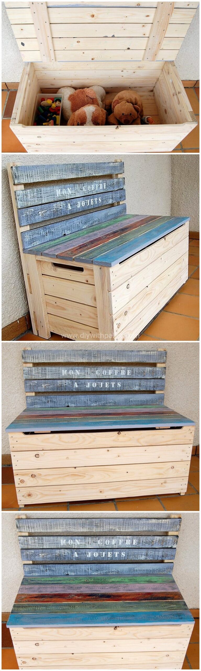 wooden pallet chest cum bench